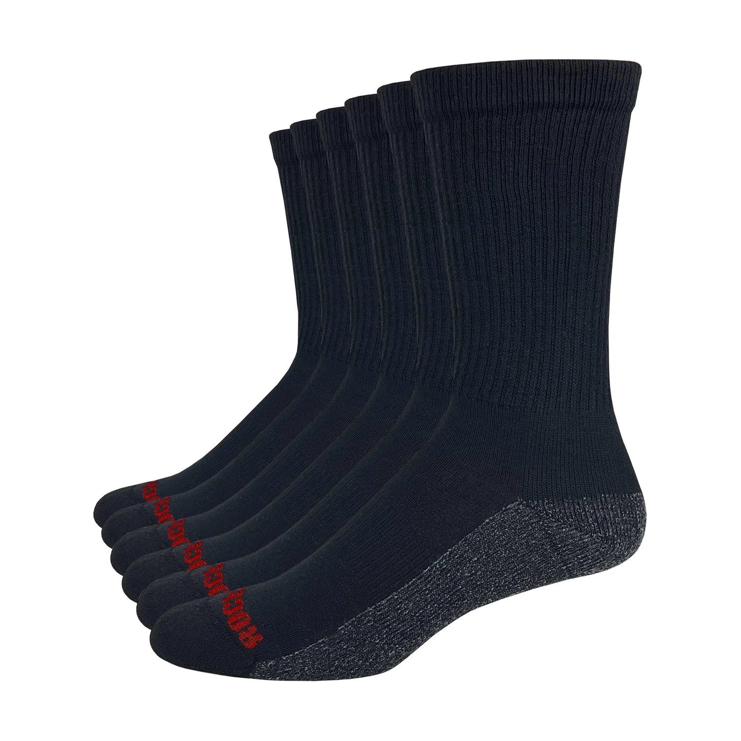 Black Midweight Cotton Comfort Work Sock - 6 Pack