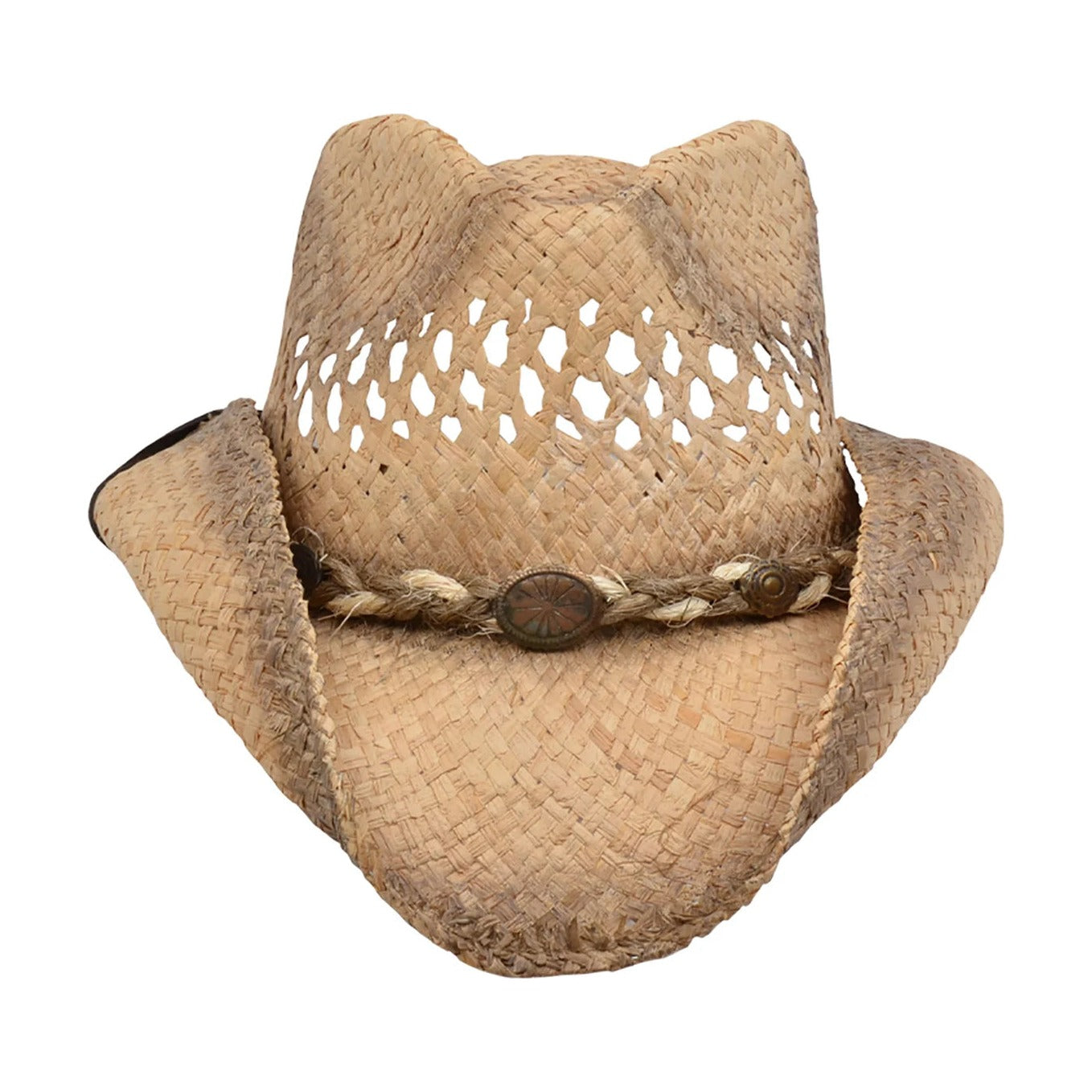 3D South Texas Rustic Raffia Straw Hat, Hondo Crown