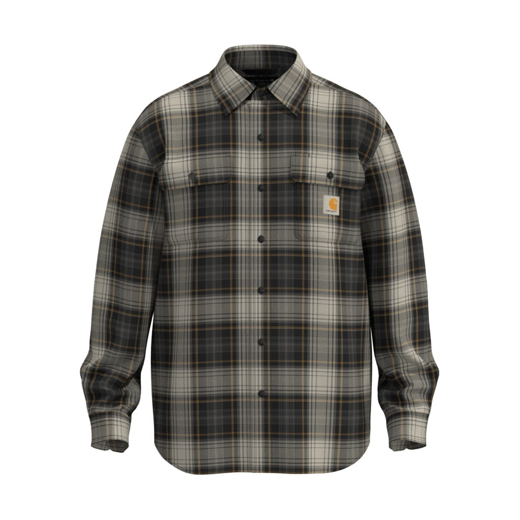 Loose Fit Heavyweight Flannel Long-sleeve Plaid Shirt