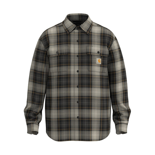 Loose Fit Heavyweight Flannel Long-sleeve Plaid Shirt