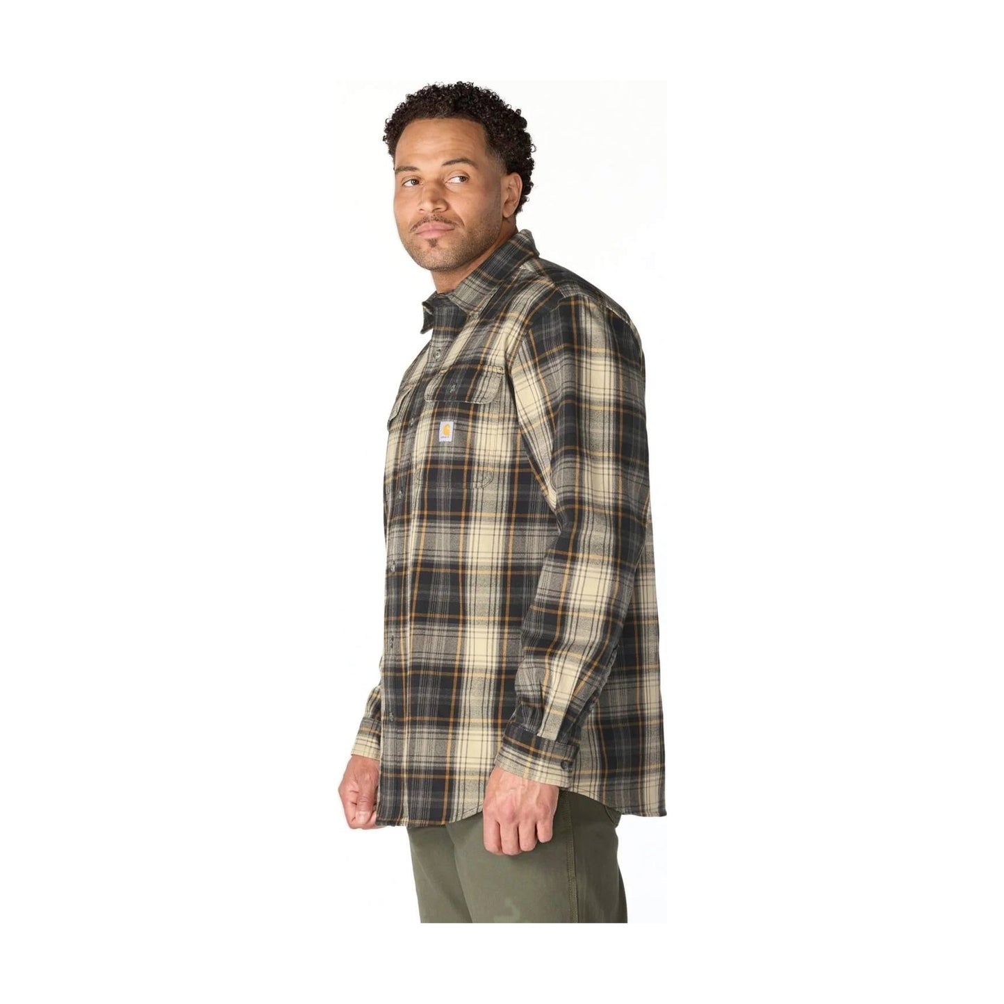 Loose Fit Heavyweight Flannel Long-sleeve Plaid Shirt