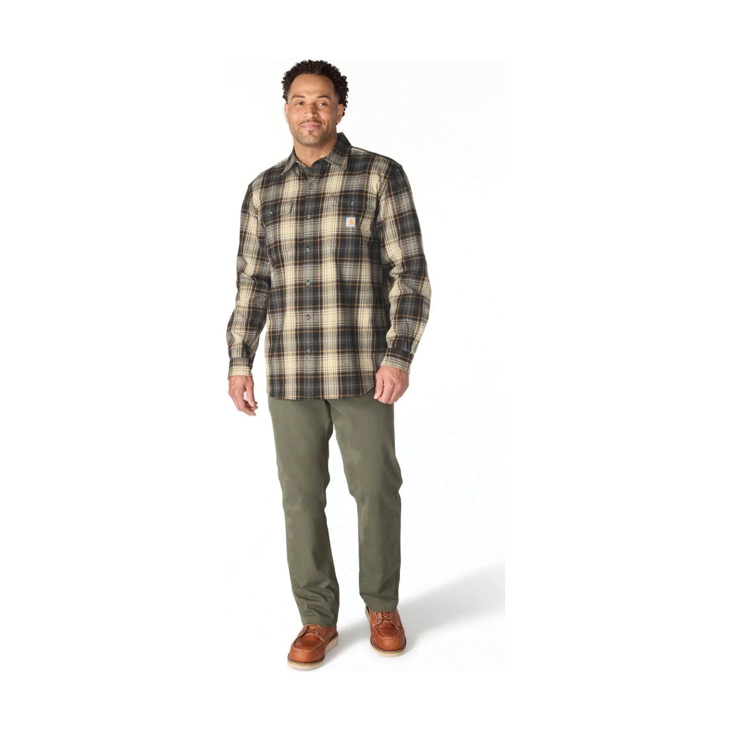 Loose Fit Heavyweight Flannel Long-sleeve Plaid Shirt