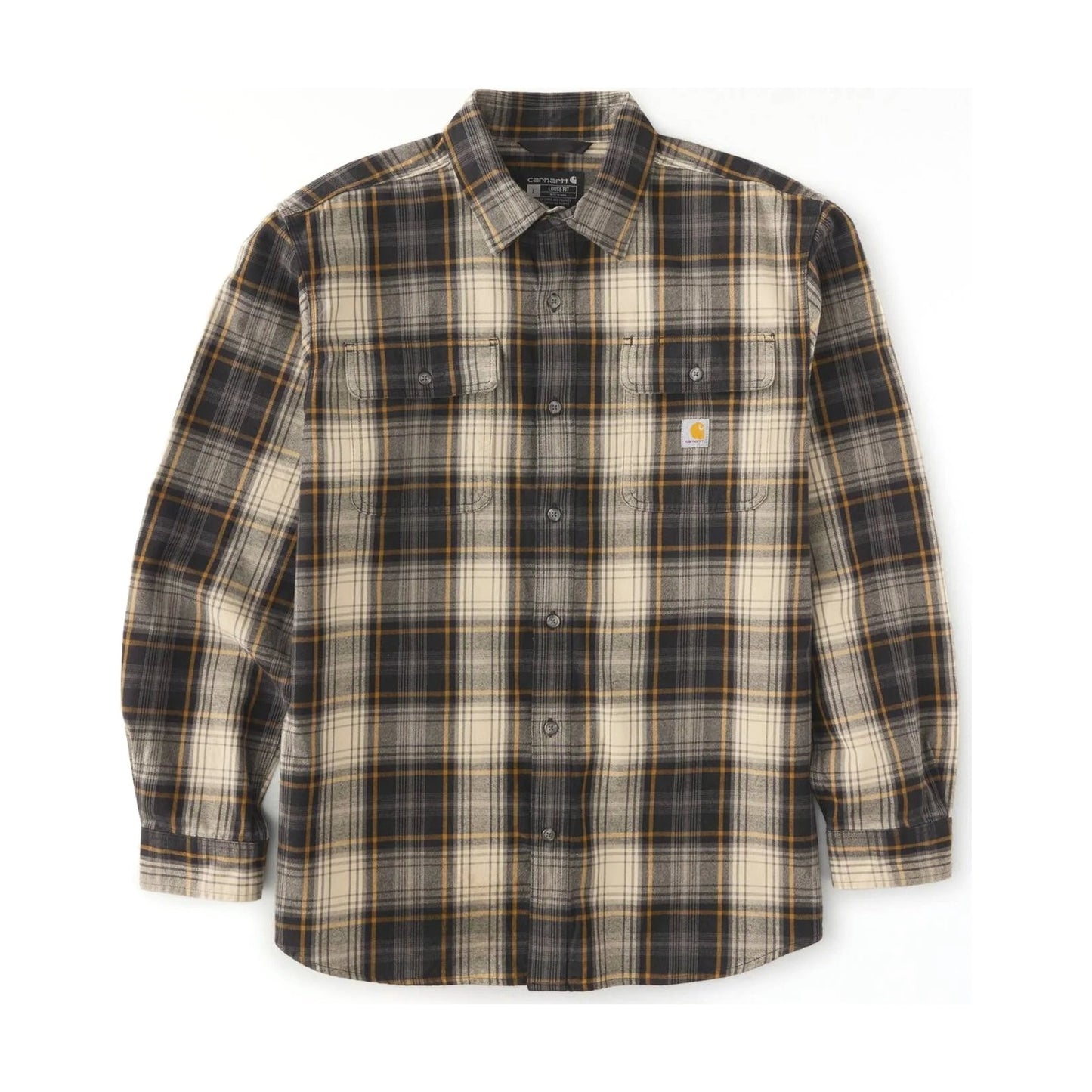 Loose Fit Heavyweight Flannel Long-sleeve Plaid Shirt