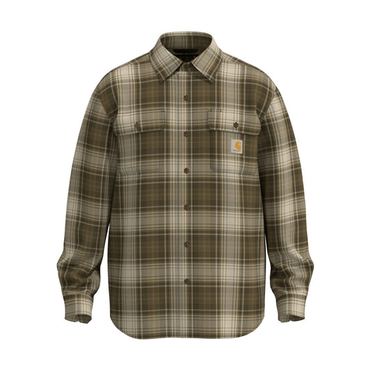 Loose Fit Heavyweight Flannel Long-sleeve Plaid Shirt