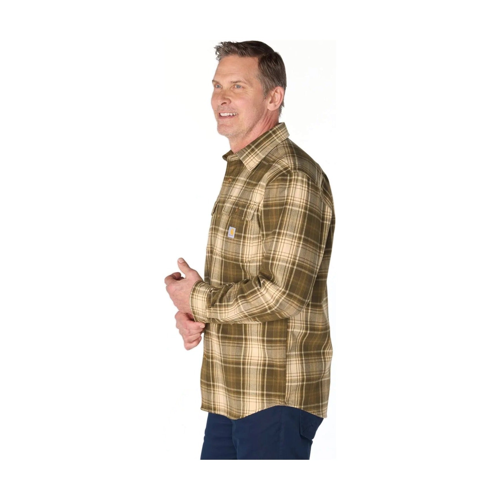Loose Fit Heavyweight Flannel Long-sleeve Plaid Shirt