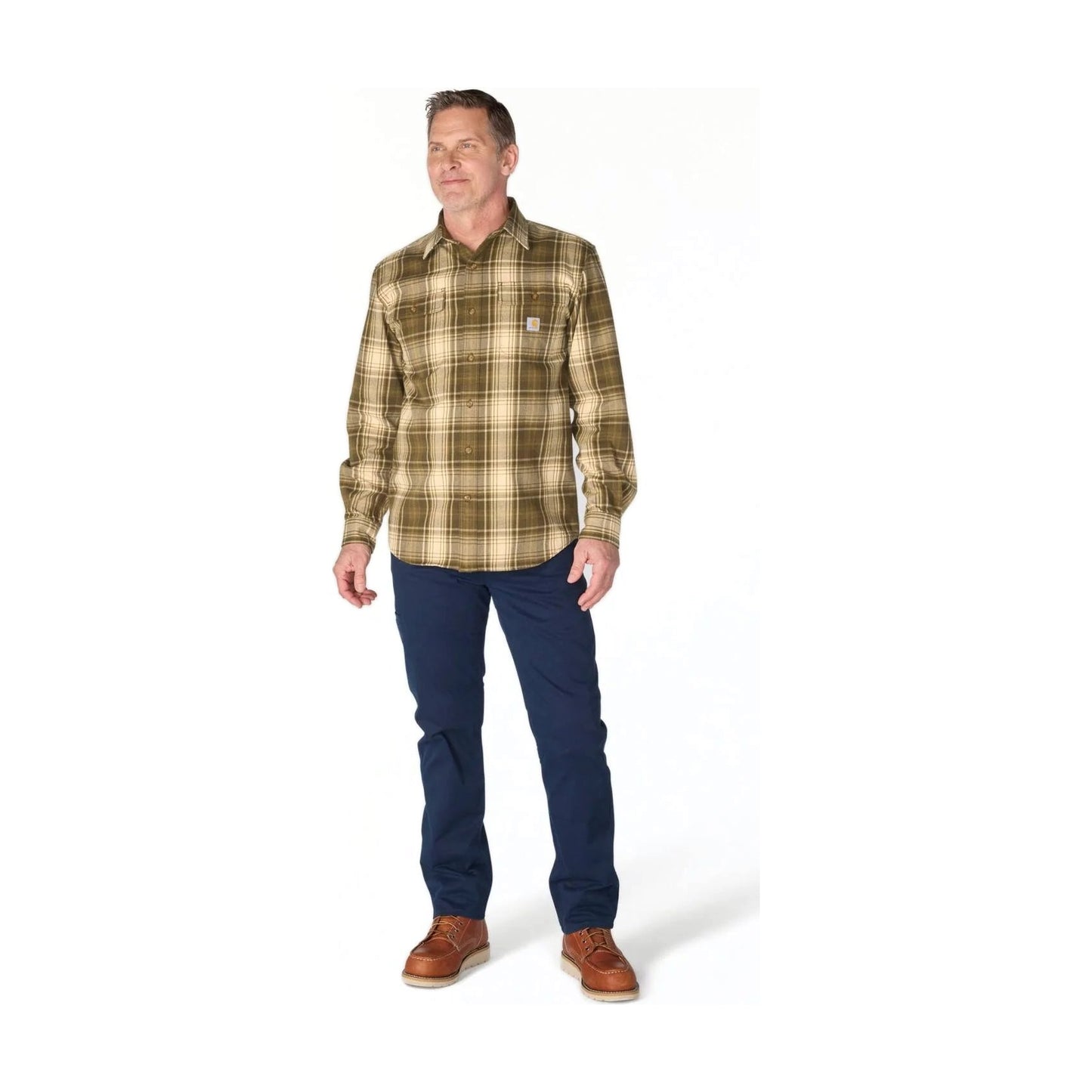 Loose Fit Heavyweight Flannel Long-sleeve Plaid Shirt
