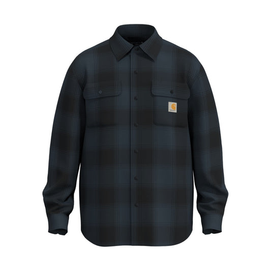 Loose Fit Heavyweight Flannel Long-sleeve Plaid Shirt