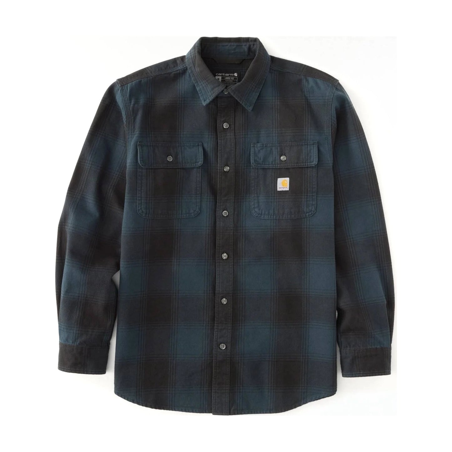 Loose Fit Heavyweight Flannel Long-sleeve Plaid Shirt