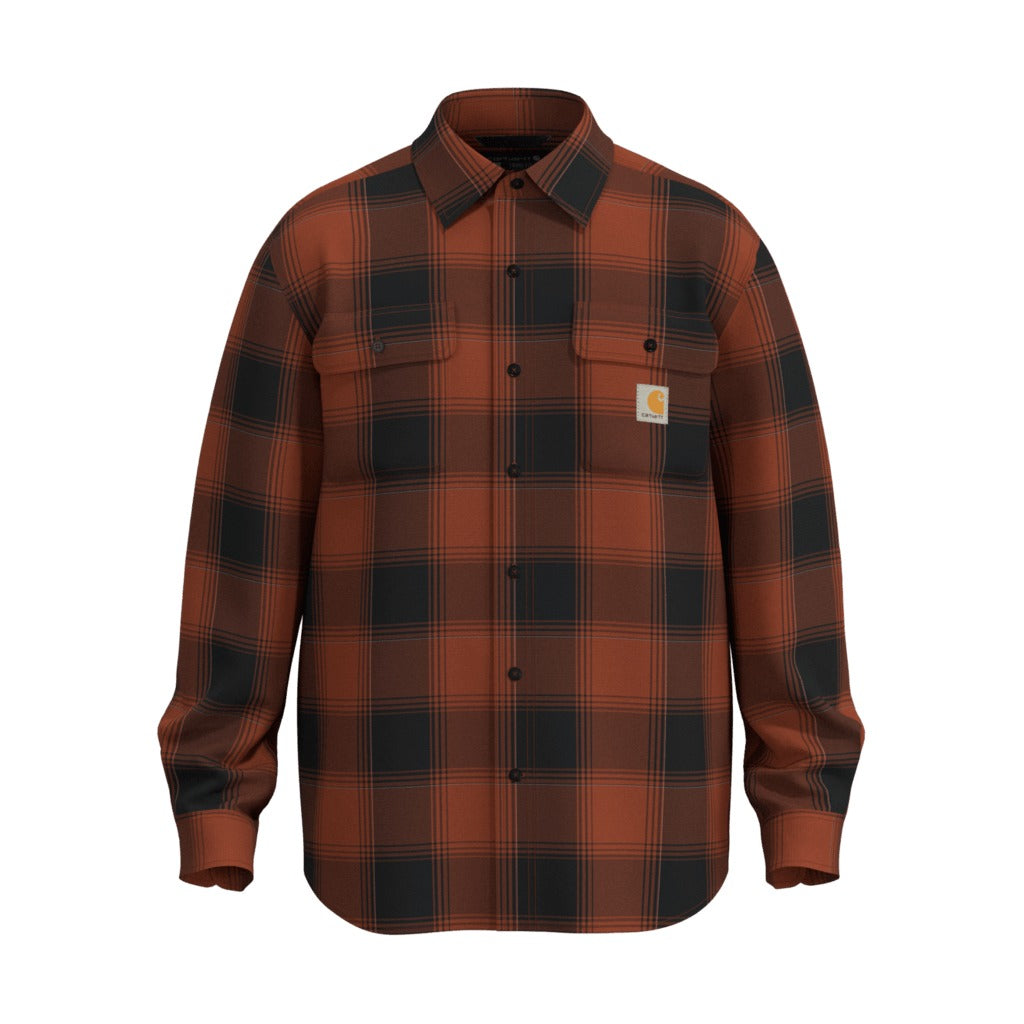 Loose Fit Heavyweight Flannel Long-sleeve Plaid Shirt