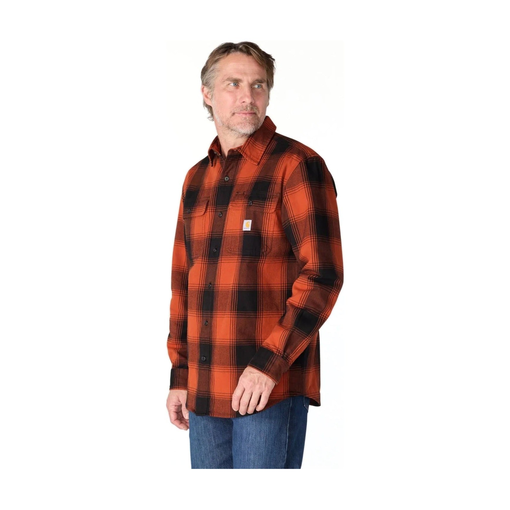 Loose Fit Heavyweight Flannel Long-sleeve Plaid Shirt
