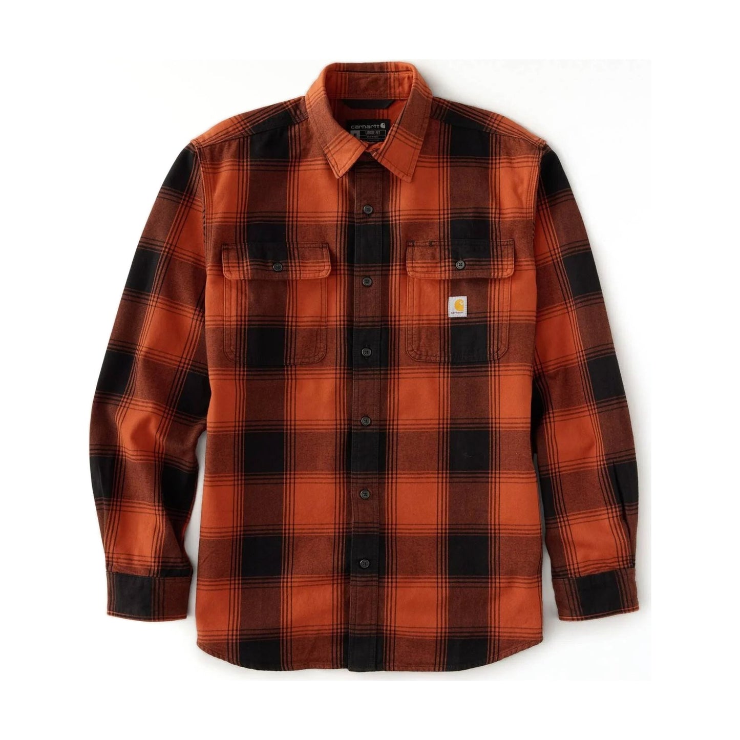 Loose Fit Heavyweight Flannel Long-sleeve Plaid Shirt