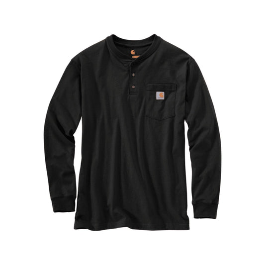 Loose Fit Heavyweight Long-sleeve Pocket Henley T-shirt