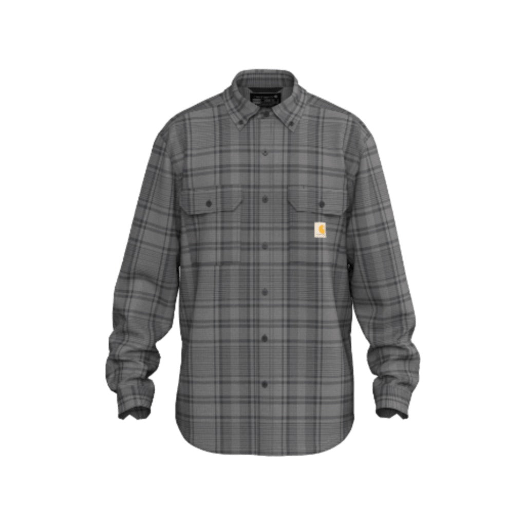 Loose Fit Midweight Chambray Long-sleeve Plaid Shirt
