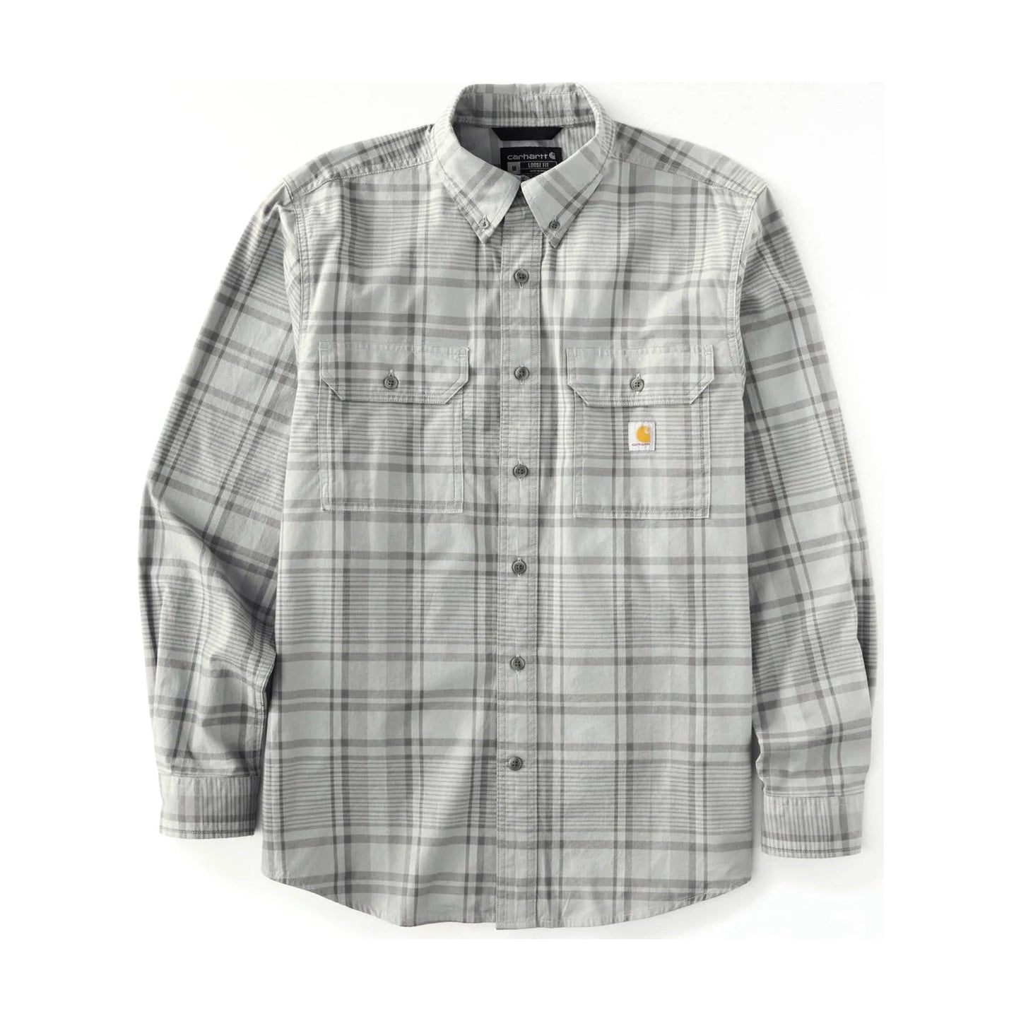 Loose Fit Midweight Chambray Long-sleeve Plaid Shirt