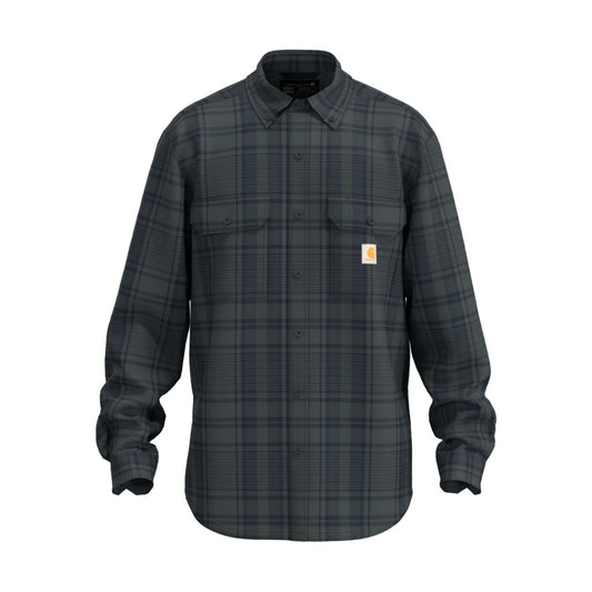 Loose Fit Midweight Chambray Long-sleeve Plaid Shirt