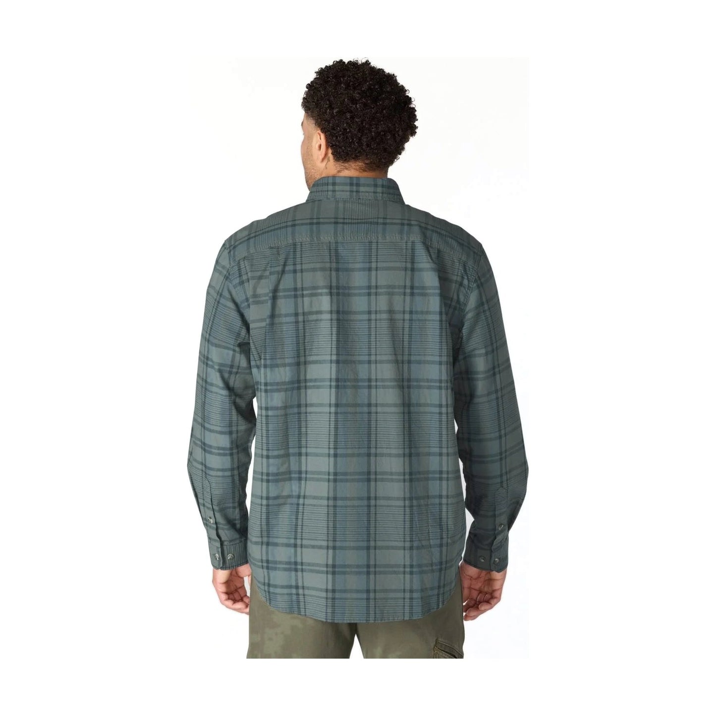 Loose Fit Midweight Chambray Long-sleeve Plaid Shirt