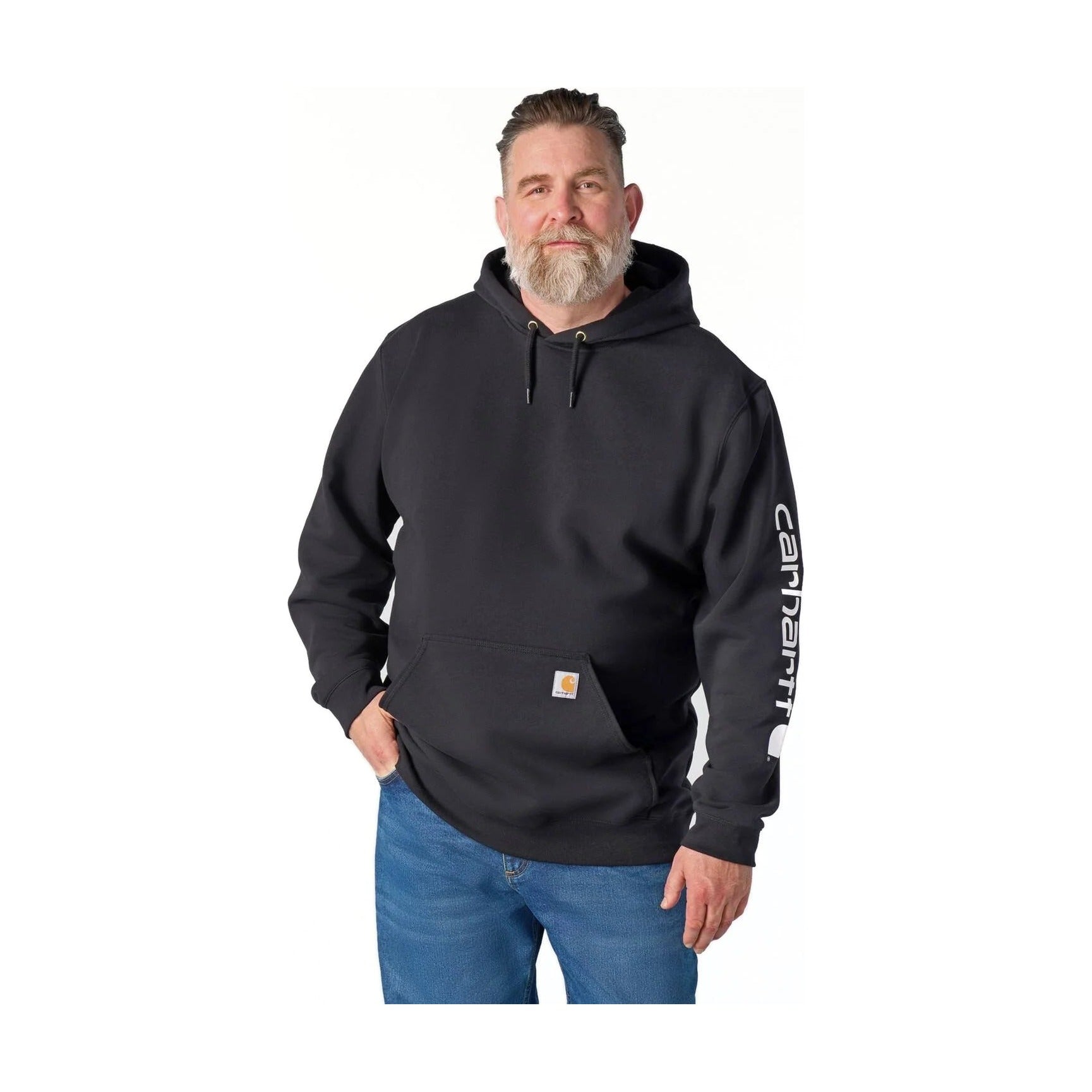 Loose Fit Midweight Logo Sleeve Graphic Hoodie