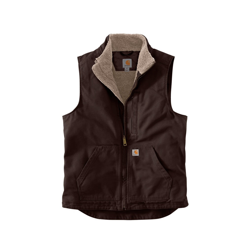 Men's Mock-neck Sherpa-lined Vest - Loose Fit - Washed Duck