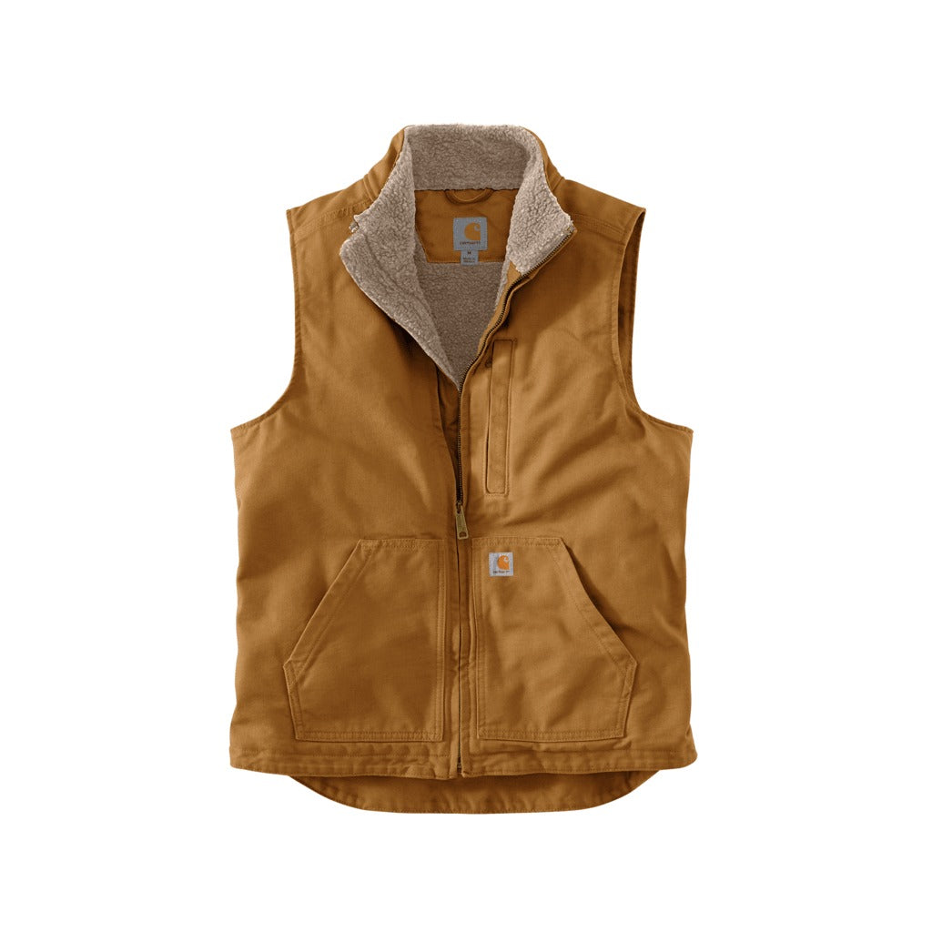 Men's Mock-neck Sherpa-lined Vest - Loose Fit - Washed Duck
